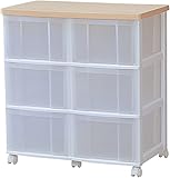 アイリスオーヤマ チェスト 木天板 3段 2列 幅62.4×奥行38×高さ66.6cm ホワイト/ペアー CCW-626