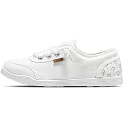 STQ White Slip On Sneakers for Women Low Top