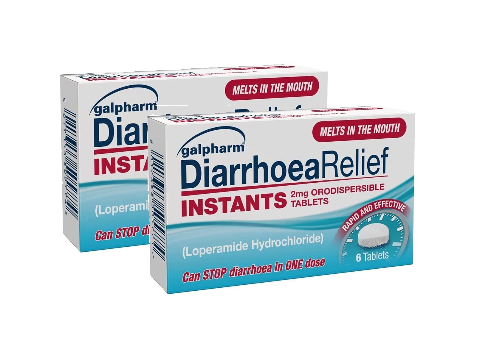 Galpharm Diarrhoea Relief Instant Melts 2mg Loperamide Orodispersible Tablets – 12 Tablets (2 x 6) Fast Acting Anti-Diarrhoea Tablets
