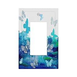 Thsanju Rustic Watercolor Blue Splash-Ink Butterfly