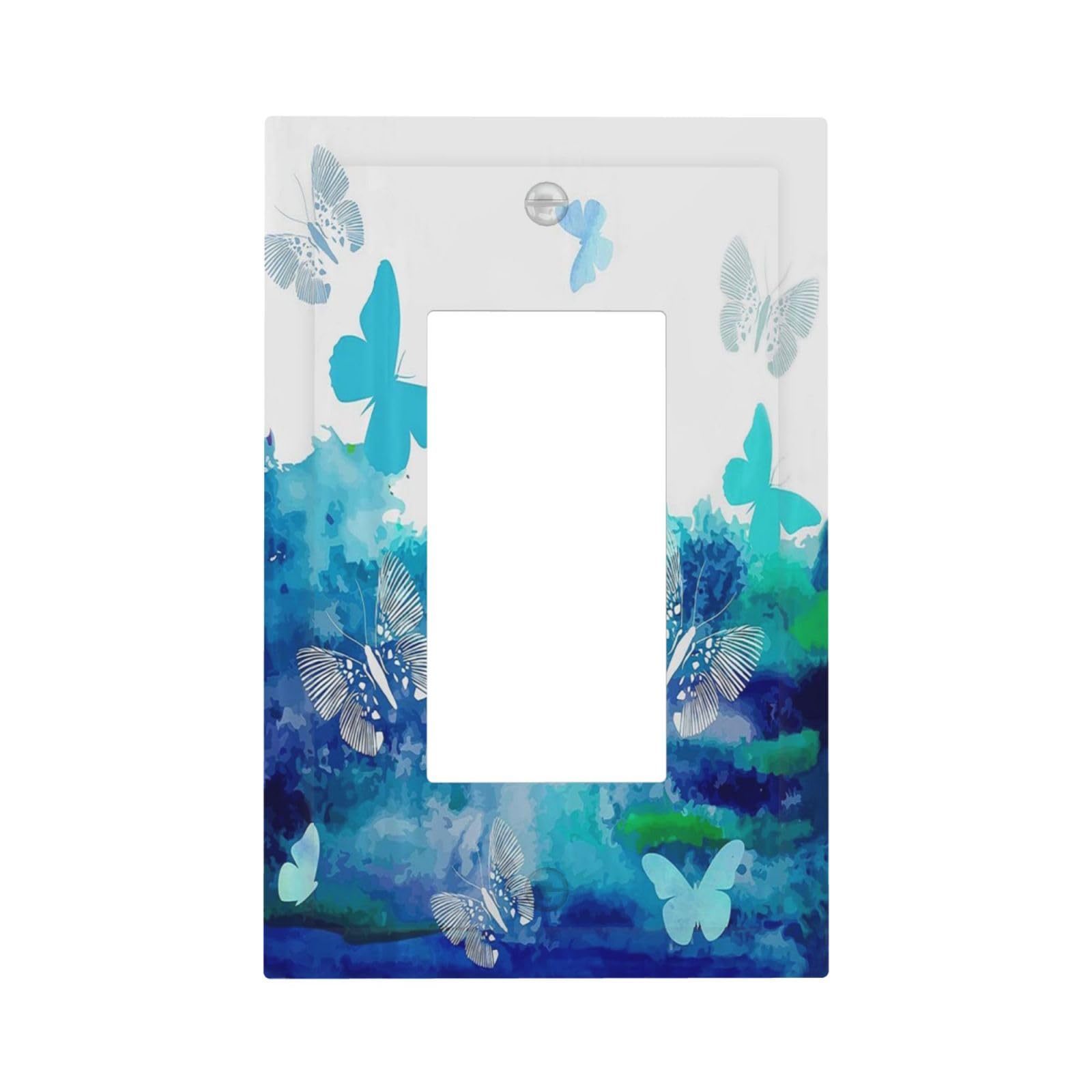 Thsanju Rustic Watercolor Blue Splash-Ink Butterfly