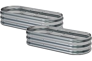 KFN 2pcs Galvanized Raised Garden Bed,Raised Garden Bed Kit-Oval Metal Flower Box,Large Planter Vegetable Box Outdoor,Planting for Vegetables,Flower,Herb,5FT,0.7mm