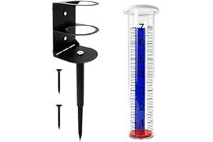 Rain Gauge, Rain Gauges with Metal Stand Accurate Gauge Outdoor with Easy-Read Tube Rainfall Measurement for Garden, Yard, La