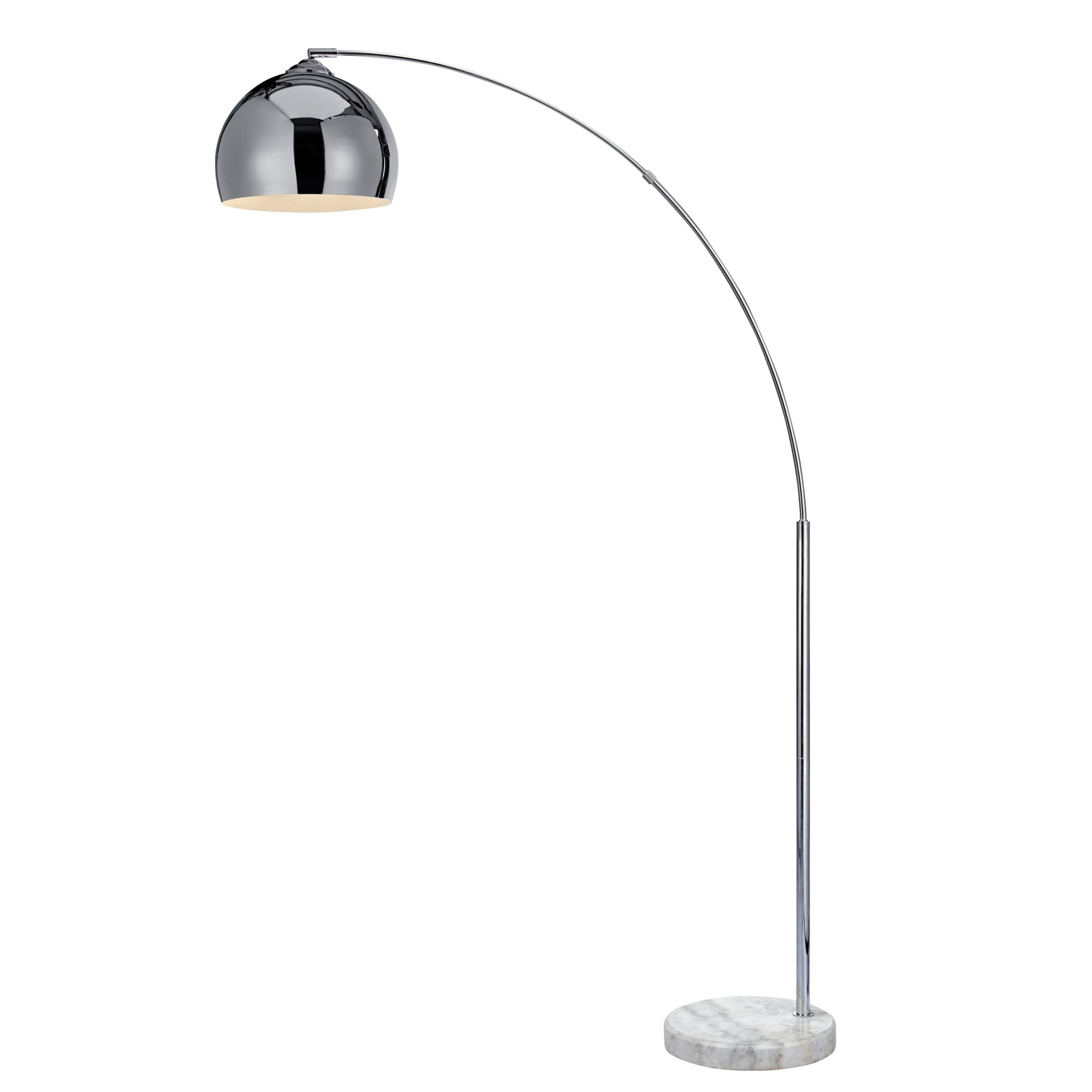 Versanora VN-L00010 Arquer Metal Arc 67" Height Chrome Finished Shade and White Marble Base Floor Lamp