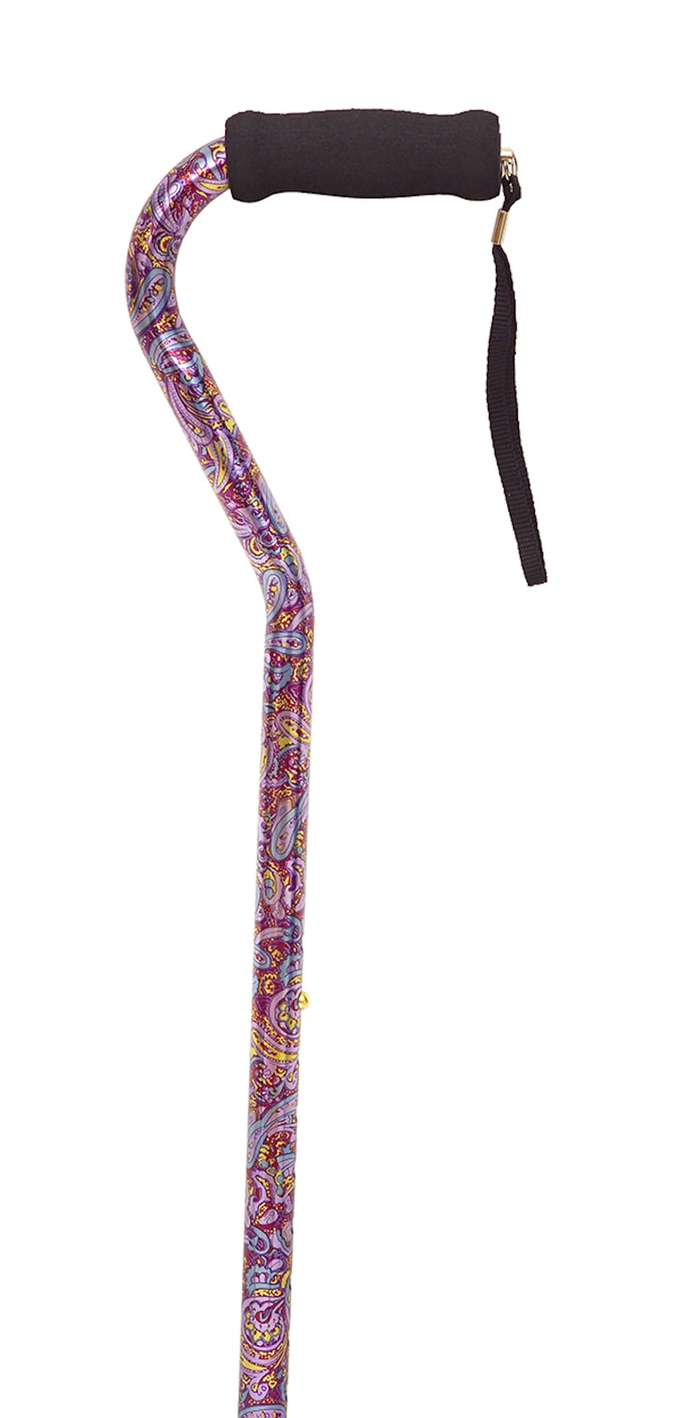 Essential Medical Supply Designer Height Adjustable Offset Handle Walking Cane with Soft Foam Grip, Extra Stable Design and Fashion Pattern in Paisley