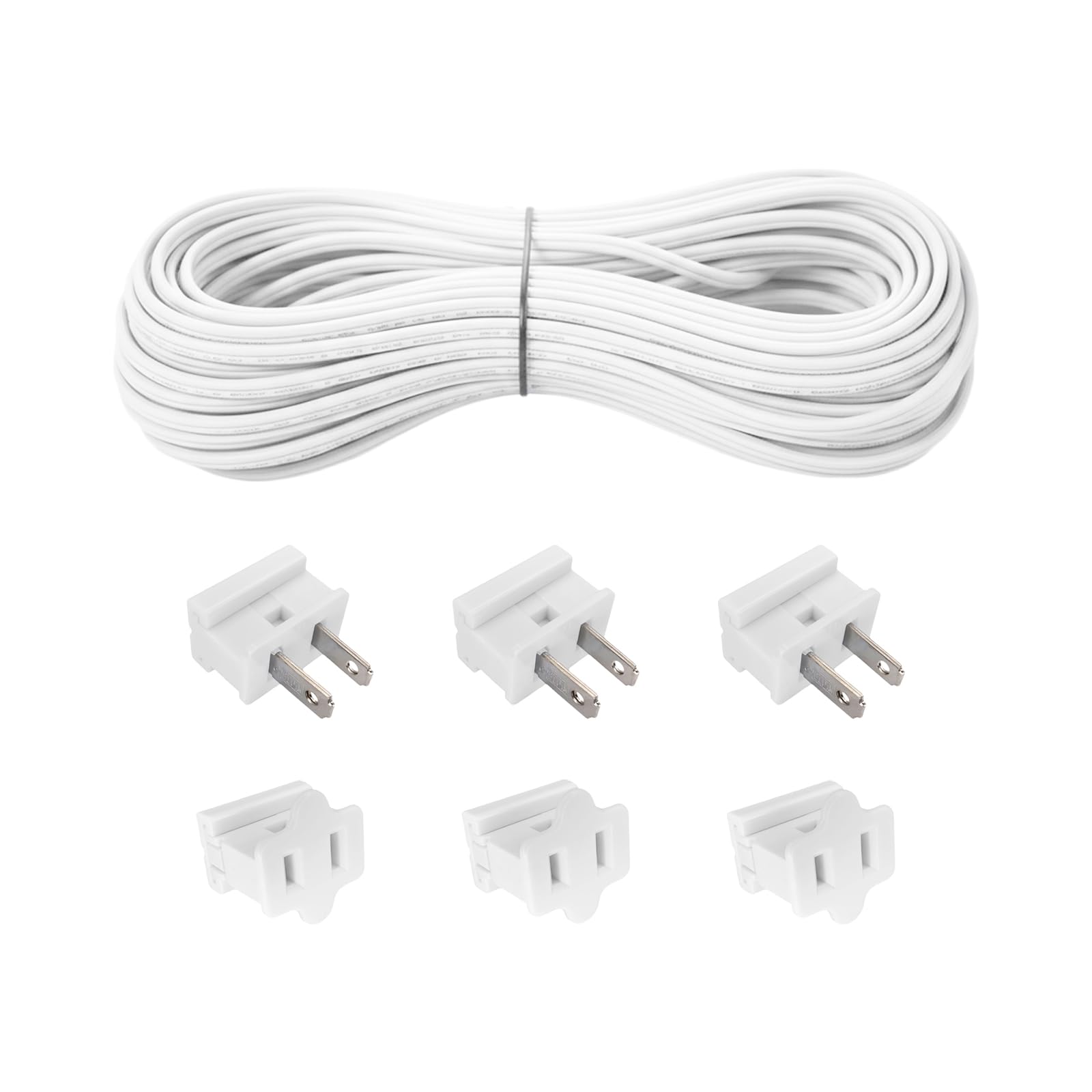 Photo 1 of 100FT SPT-1 18 AWG Low Voltage 18/2 Electrical Wire with 6PCS Vampire Plugs, UL Listed 18 Gauge Bulk Zip Cord Spool, 18/2 Extension Wire for Landscape, Patio, Garden, Holiday Outdoor Light(White)