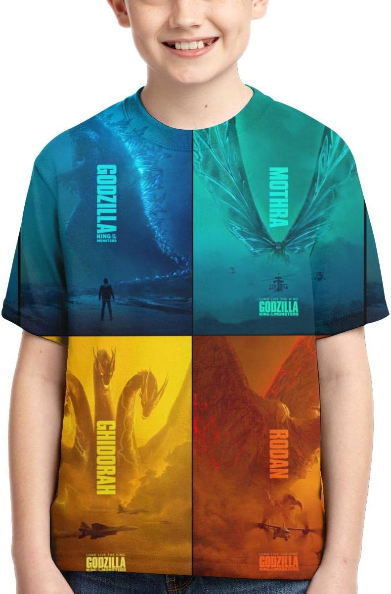 Boys Girls Godzilla 2 King of Monsters 3D Printed Short Sleeves T Shirt Fashion Youth Tee Shirts