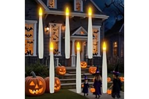 6 PCS 6.1'' Window Candles with Light Sensor Dusk to Dawn, Flameless Taper Floating Candles with Nano Adhesive Strip, Battery