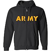 zerogravitee Black ARMY Full-Zip Hooded Sweatshirt with gold print