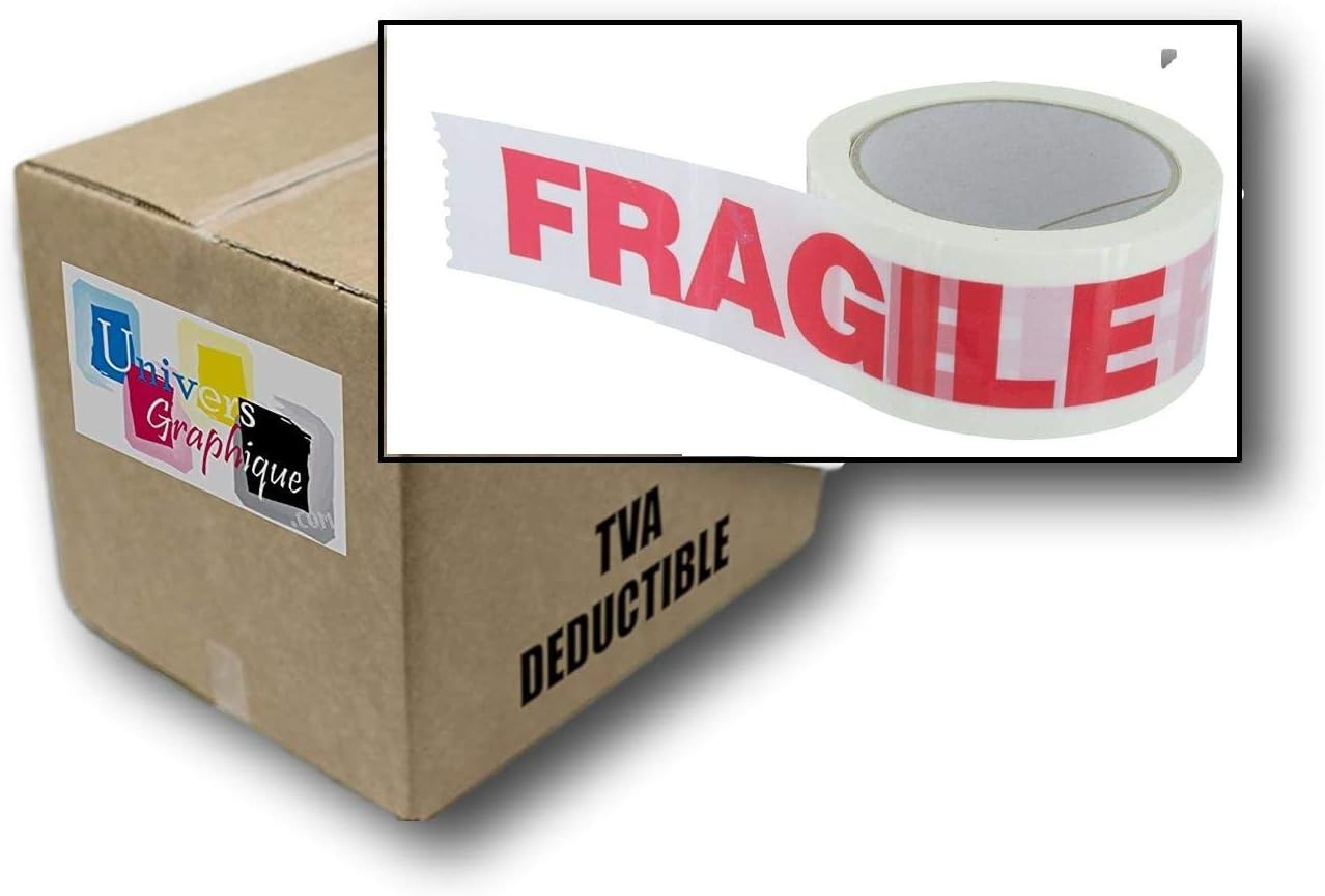 12 Rouleaux Adhésif FRAGILE - 48 X 100 MÈTRES- (40% de plus que les 66 ...