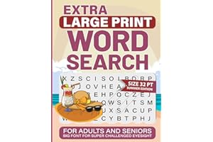Extra Large Print Word Search For Adults and Seniors: Big Font for Super challenged Eyesight-32 pt Summer Edition