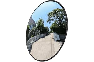 OrangeStar Convex Traffic Security Mirror, Corner Mirror w/Adjustable Fixing Bracket for Office, Parking Lot, Driveway, Warehouse and Garage- Increase Visibility (24 inches, Black)