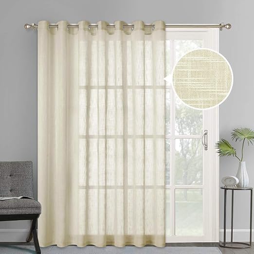 Amazon Com Nicetown Linen Textured Sheer Curtains Extra Wide