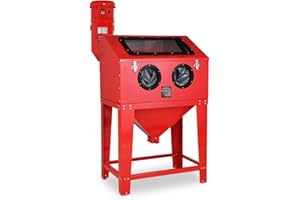 Oarlike Floor Abrasive Blasting Cabinet 90 Gallon with Dust Collection Reclaimer System for Rust Grime Paint Removing Benchtop Sandblaster Cabinet