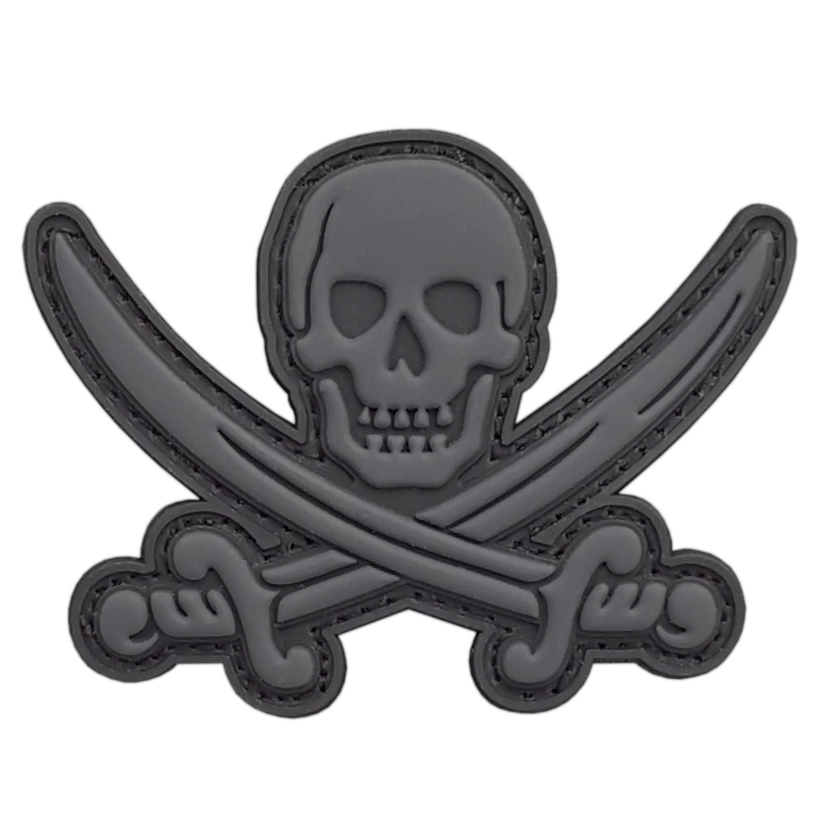 Blackout Calico Jack Skull Pirate Jolly Roger Morale Tactical ISAF PVC Rubber 3D Fastener Patch