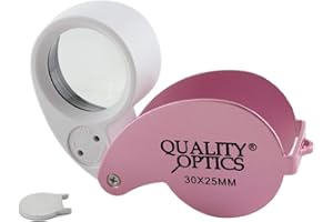 Quality Optics USA Folding Jewelers Loupe Pocket Magnifier (30x Illuminated (Pink))