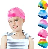 Darbermu Kids Swim Cap Silicone Multicolor 21.5x19cm Stretchable