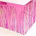Blukey Metallic Foil Fringe Table Skirt 29x108-Inch Pink Tinsel Table Skirts for Rectangle Tables (Pink)