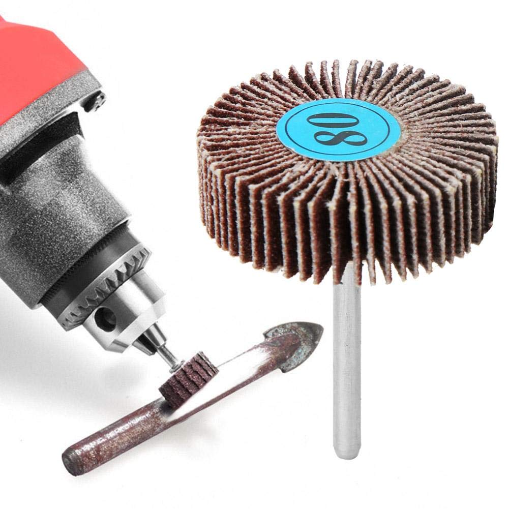 10PCs Mounted Flap Wheels, 80 Grits Aluminum Oxide Sandpaper, Metal