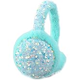 ACTLATI Girl Winter Earmuffs Sequin Shiny Outdoor Ear Warmers Fluffy Muffs Cute Faux Fur Earmuff for Kids Adult Women
