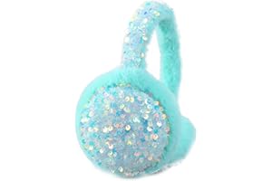 LUCKYBUNNY Kids Girls Sequins Knit Earmuffs for Women Winter Warm Plush Ear Muffs Cold Weather Ear Warmer for Outdoor