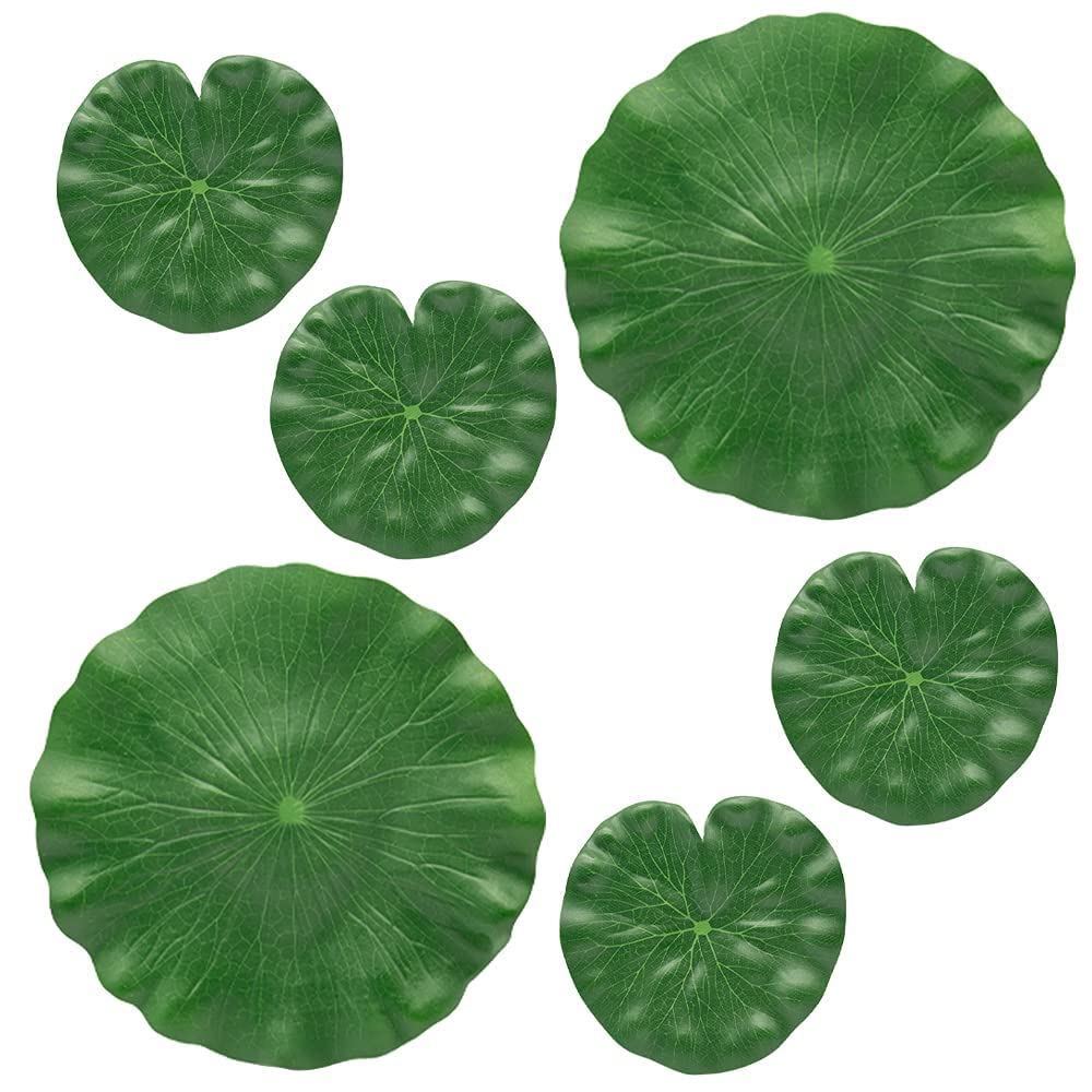 ShanBye Artificial Lotus Leaves, 6 PCS Plastic Foam Water Lily Pads, 18cm & 28cm, Realistic Style, Decoration for Garden Ponds, Fountains, Aquariums, Pools & Events