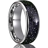 Concept Knight Tungsten Carbide Rings for Men and Women 8mm Blue Sandstone Nebula Starry Sky Men's Engagement Wedding bands High Polish