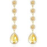 Rhinestone Statement Long Dangle Earrings for Women,Vintage Wedding Bridal Elegant Crystal Chandelier Teardrop Earrings Costume Jewelry for Prom Party
