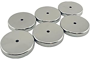 Master Magnetics Ceramic Round Base Magnet Pack - Heavy-Duty Strong Magnets - 35 lb Pull Each - for Indoor and Outdoor Use - Chrome-Plated - 2.04" Diameter - 0.197" Hole - 0.302" Thick - 6-Pack