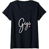 Womens Gigi for Women Grandma Mother's Day Christmas Birthday V-Neck T-Shirt