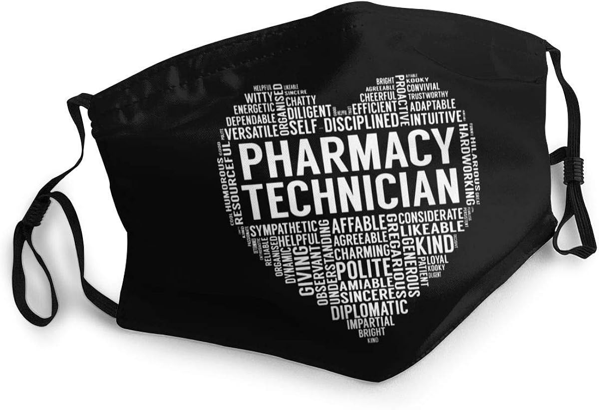 Pharmacy Technician Heart Adult Wind Dust Masks Reusable Washable