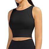 Ama Larsi High Neck Sports Bras for Women Medium Support Longline Sport Bras Padded Workout Yoga Crop Tank Tops