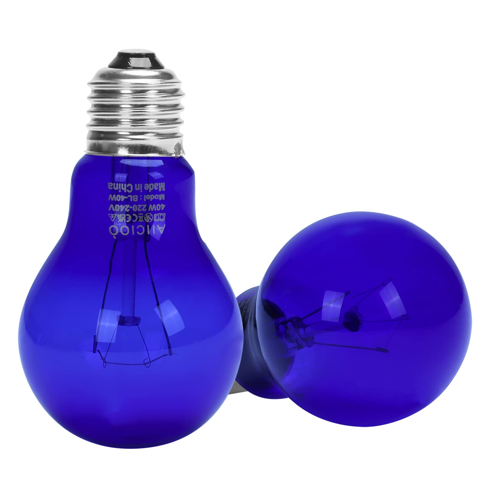 AIICIOO Daylight Blue Reptile Lamp UVA Heating Bulb E27 Reptile Heating Light for Turtles Lizards Snakes Bearded Dragons Frogs 40W 2 Pack