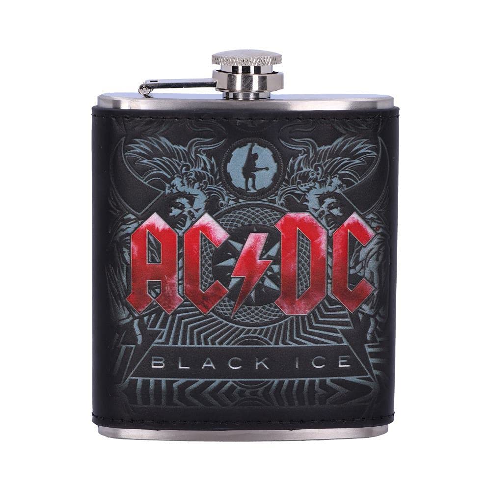 Nemesis Now Officially Licensed AC/DC Black Ice Album Embossed Hip Flask, Stainless Steel, 7oz, B5521T1