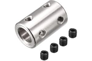 uxcell 6mm to 8mm Bore Rigid Coupling 22mm Length 14mm Diameter Shaft Coupler Connector Metal Silver Tone