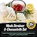 Fine Mesh Stainless Steel Strainer Set: 3 Food Strainers with Handles for Kitchen, Tea, Rice, Juice, and Other Uses plus Cheesecloth Bag