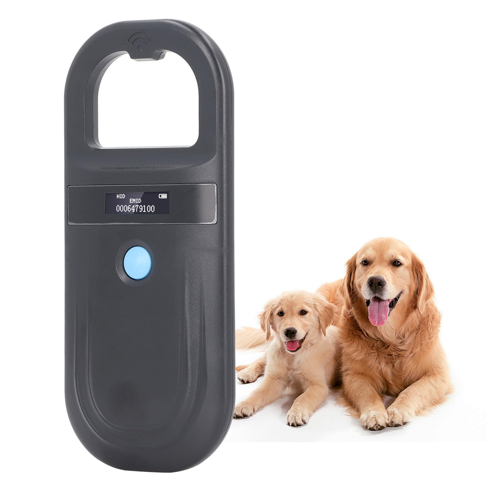 Goshyda Pet Microchip Reader, Rechargeable Pet Microchip Scanner with LED Display, Supports ISO 11784/11785, FDX-B and ID64 EMID, 134.2KHz, 15cm Distance, 128 Data Storage