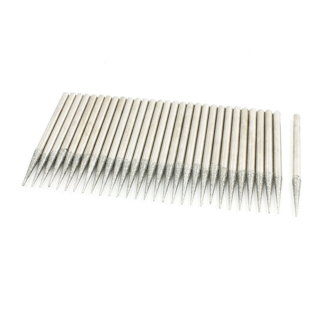 Sourcingmap 15mm x 1mm Cone Head Diamond Burr Mounted Point Buffing Bits 30 Pcs