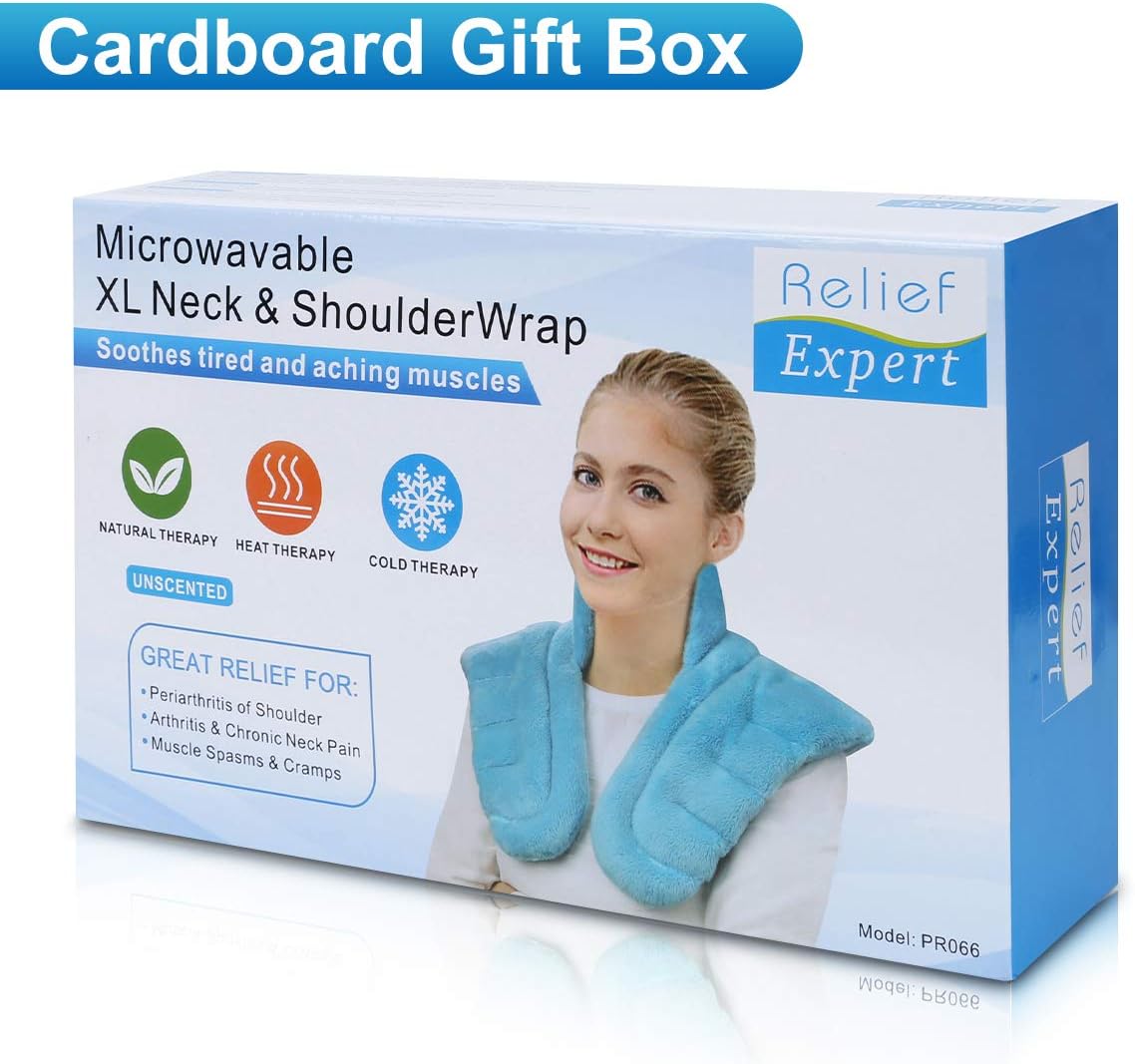 Relief Expert Microwavable Heating Pad for Neck Shoulders and Back, Extra Large Weighted Microwave Heated Neck Wrap for Pain Relief - 4LBs: Health & Personal Care
