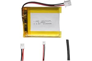 KBT KEEP BETTER TECH KBT 3.7V 2100mAh Li-Polymer Battery: 853942 Rechargeable Li-ion Batteries Replacement with 2.54 JST Connector for Electric Toys, GPS, Headlamp, Night Light, LED Light, Experiment Device