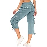MoFiz Women's Cargo Capris Hiking Pants Lightweight Quick Dry Outdoor Athletic Travel Casual Loose Comfy Cute Pockets
