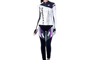sponeed Women's Cycle Jersey Full Sleeve Cushioned Pants Bike Tights Gel Padded Road Bike Moutain Riding Wear