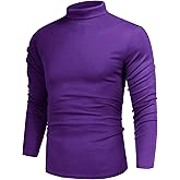 Poriff Men's Casual Mock Neck Tops Long Sleeve Slim Fit Turtleneck Pullover Sweaters