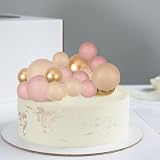 Gyufise 30Pcs Ball Cake Toppers Colorful Pearl Round Picks Apricot Gold Brown view 9