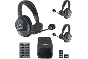 EARTEC UL3S Ultralite-HD 3-Person Full Duplex Wireless Intercom Headset Communication System, Single Ear Headsets, Up to 1000ft Range, U.S. Company
