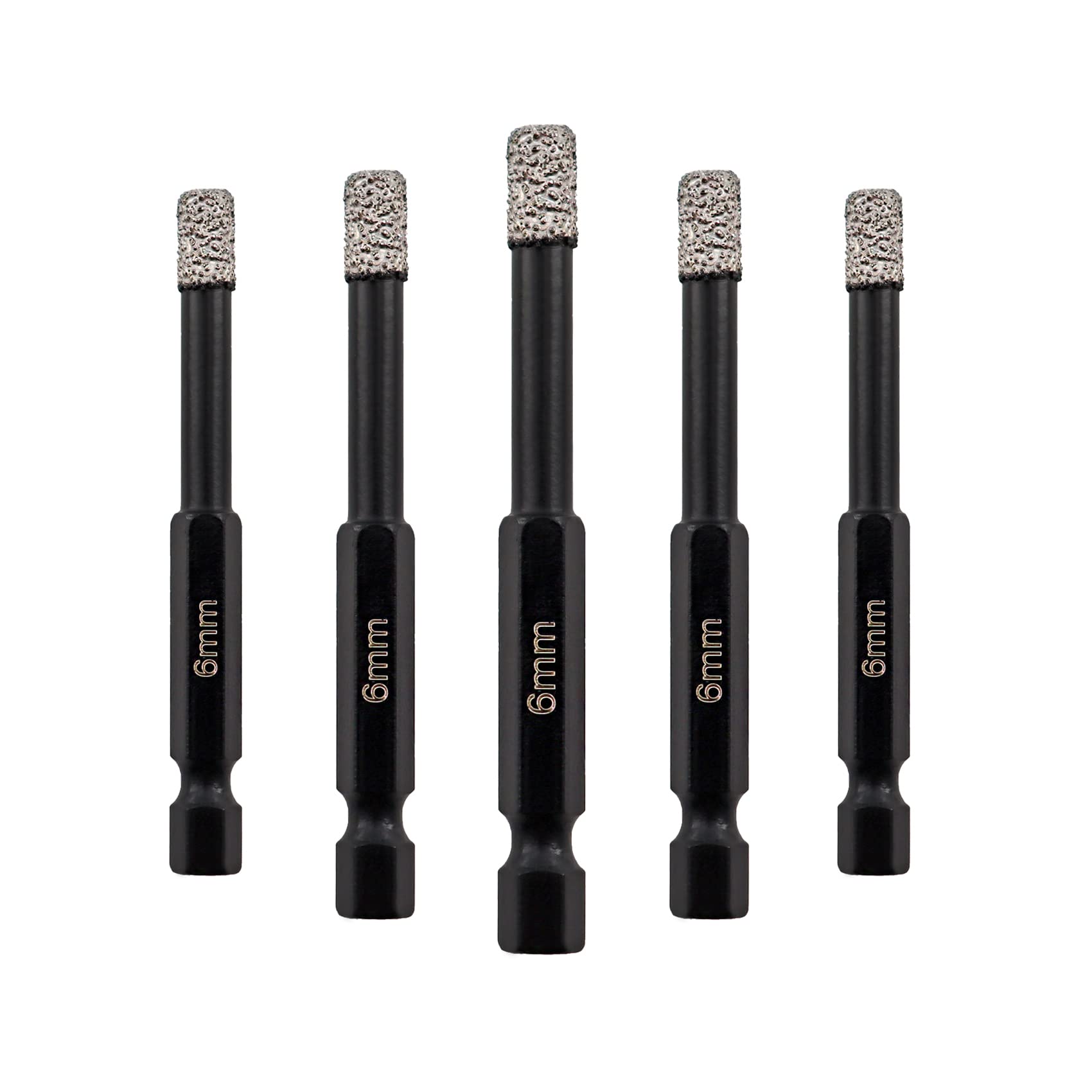 SHDIATOOL Porcelain Tile Diamond Drill Bits, 5pcs 6mm Quick Change Shank Diamond Core Drill Bit for Tile Ceramic Marble Granite Stone — image 1