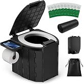 Portable Toilet for Adults, Foldable Camping Toilet Travel Floding Potty with Lid &amp; Paper Holder, Upgrade Water Barrier,Compact Lightweight Design for Car/RV/Hiking/Beach/Camping,450lbs Capacity