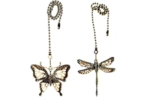 GDQLCNXB Ceiling Fan Pull Chain Ornaments Extension,12 Inches Lighting And Fan Beaded Ball Fan Pull Chain Extender with Connector, Dragonfly and Butterfly Ceiling Fan Pull Chain Set-2Pcs