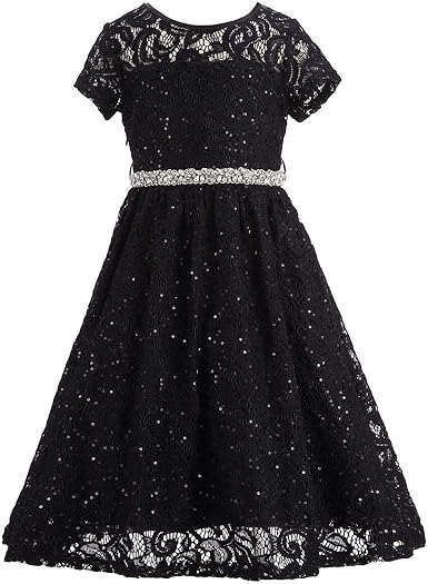black lace flower girl dress