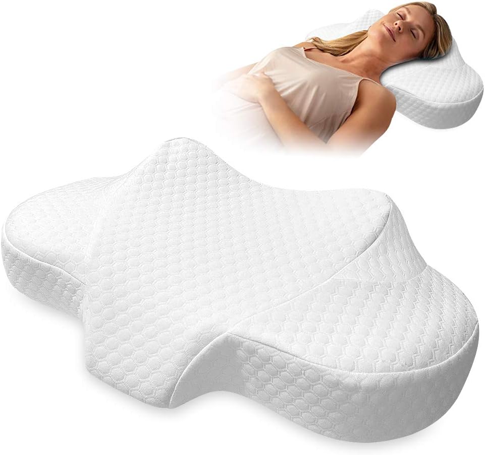 ZFITEI Contour Memory Foam Pillow, Ergonomic Cervical Pillows for Sleeping, Neck Support Pillows Relieves Neck Pain for Back and Side Sleepers, Bed Pillows with Washable Zippered Soft Cover: Home & Kitchen